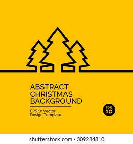 Abstract flat design concept with christmas trees illustration on yellow background. Vector collection