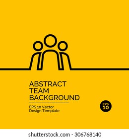 Abstract Flat Design Concept With Community Team Illustration On Yellow Background. Vector Collection