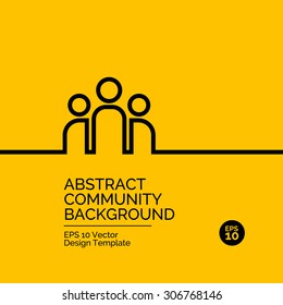 Abstract Flat Design Concept With Community Team Illustration On Yellow Background. Vector Collection