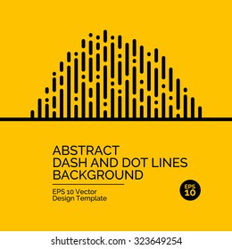 Abstract flat design concept with dash and dot lines sunburst illustration on yellow background. Vector collection