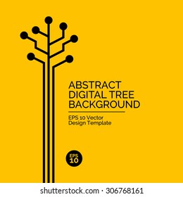 Abstract flat design concept with digital circuit illustration on yellow background. Vector collection