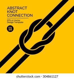 Abstract flat design concept with knot connection on yellow background. Vector illustration