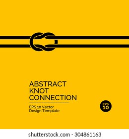 Abstract flat design concept with knot connection on yellow background. Vector illustration