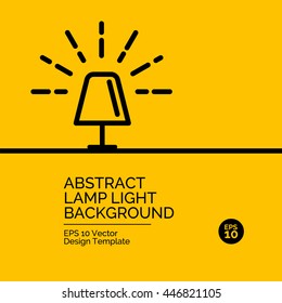 Abstract flat design concept with lamp light illustration on yellow background. Vector collection