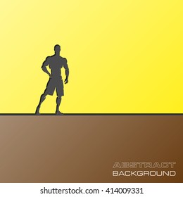 Abstract flat design concept with Muscular Man Silhouette Lifting Weightsillustration on background. Vector collection. Fitness icon 