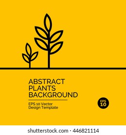 Abstract flat design concept with plants illustration on yellow background. Vector collection