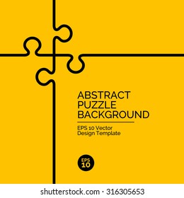 Abstract flat design concept with puzzle illustration on yellow background. Vector collection