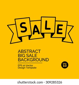 Abstract flat design concept with sale ribbon illustration on yellow background. Vector collection