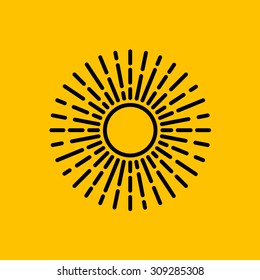 Abstract flat design concept with sunburst illustration on yellow background. Vector collection