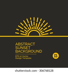 Abstract flat design concept with sunset or sunrise illustration on yellow background. Vector collection