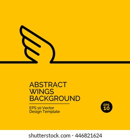 Abstract flat design concept with wing illustration on yellow background. Vector collection