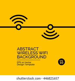 Abstract flat design concept with wireless wifi network illustration on yellow background. Vector collection