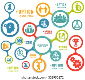 Abstract flat design flow chart info graphic elements. Vector illustration of circle flow chart banner background.
