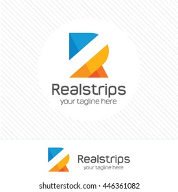 Abstract flat design letter R logo vector. Simple color and modern style. suitable for technology company , studio design, software development, web design and any other service company.
