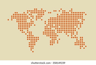 Abstract flat design vector illustration of a dotted world map