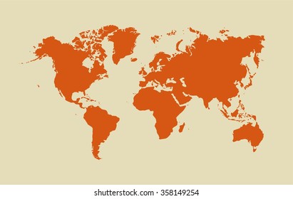 Abstract flat design vector illustration of a world map