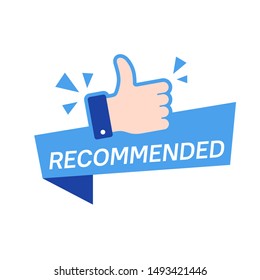 Abstract flat design vector recommended thumbs up icon banner illustration