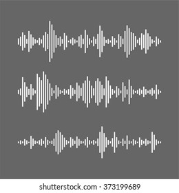 Abstract flat design vector sound waves collection. Equalizer technology vibration set.
