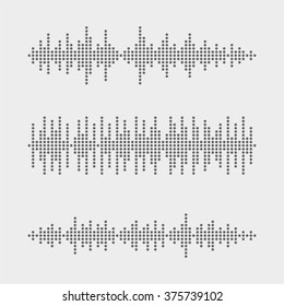 Abstract flat design vector sound waves collection. Equalizer technology vibration set.
