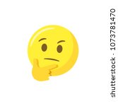 Abstract flat design vector thinking face emoticon face and thumb isolated on a white background