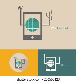 Abstract flat design wifi internet icon vector.