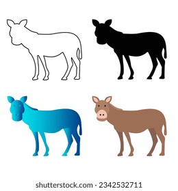 Resumen Ilustración de silueta animal de burro plano, puede utilizarse para diseños de negocios, presentaciones o cualquier diseño adecuado.