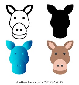 Resumen Ilustración de Silhouette de cabezal de burro plano, se puede usar para diseños de negocios, presentaciones o cualquier diseño adecuado.