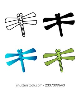 Resumen La Ilustración de Silhouette de Insectos de Dragón Plano, puede ser utilizada para diseños de negocios, presentaciones o cualquier diseño adecuado.