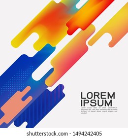 Abstract flat dynamic colorful background design. Movement of simple geometric shapes on white background. Vector illustration