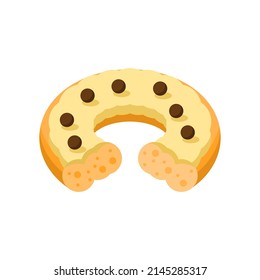 Abstract Flat Fast Food Bitten Donut Meal Background Vector Design Style Cooking, Breakfast