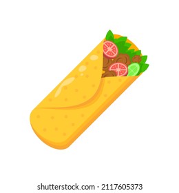 Abstract Flat Fast Food Burrito Meal Background Vector Design Style Cooking, Breakfast