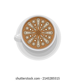 Abstract Flat Fast Food Cup Of Cappuccino Meal Background Vector Design Style Cooking, Breakfast