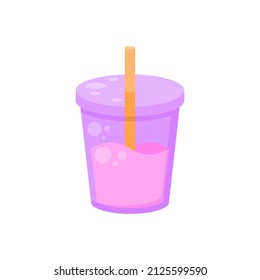 Abstract Flat Fast Food Drink Soda In A Glass With A Straw Meal Background Vector Design Style Cooking, Breakfast