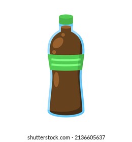 Abstract Flat Fast Food Drink Soda In A Bottle With A Straw Meal Background Vector Design Style Cooking, Breakfast