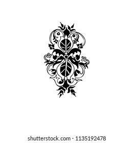 Abstract flat floral element. Hand-drawn monochrome illustration.