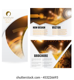 Abstract flat folded brochure design night orange background template 