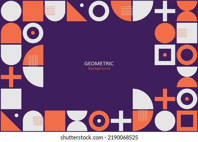 Abstract flat geometric background, template design with the simple shape of circles,  squares, and triangles. Landing page design, Vector Illustration.