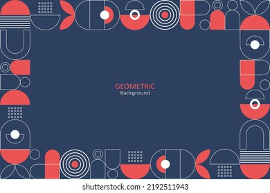 Abstract flat geometric background, template design with the simple shape of circles, dots, and line art. Landing page design. Vector Illustration.