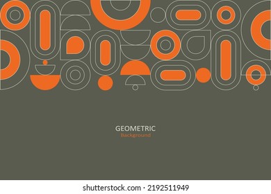 Abstract flat geometric background, template design with the simple shape of circles and line art. Landing page design. Vector Illustration.