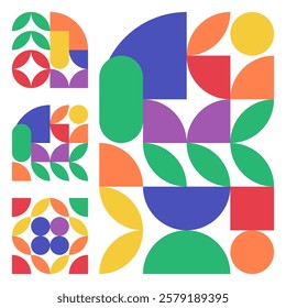 Abstract flat geometric shapes background Vector Premium modern Design