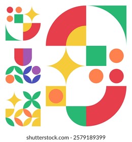 Abstract flat geometric shapes background Vector Premium modern Design
