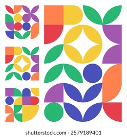 Abstract flat geometric shapes background Vector Premium modern Design