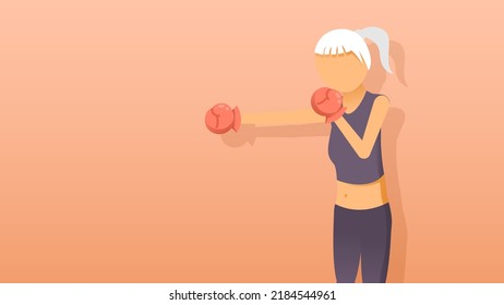 Abstrakte flache Girl-Ding-Übungen Boxing Sport Cartoon People Character Concept Illustration Vektordesign Style