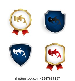 Abstract Flat Hammerhead Shark Badge and Label Collection, can be used for business designs, presentation designs or any suitable designs.