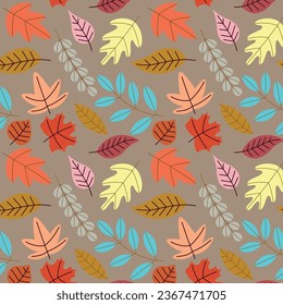 Abstrakte flache Hand ziehen Herbst Blätter Hintergrund. Vektorgrafik.