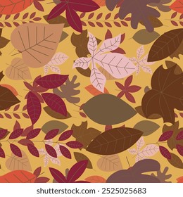 Abstrakte flache Hand zeichnen Herbstblätter Hintergrund. Vektorgrafik.