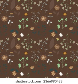 Abstract flat hand draw floral pattern background. Vector illustration.