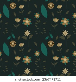 Abstract flat hand draw floral pattern background. Vector illustration.