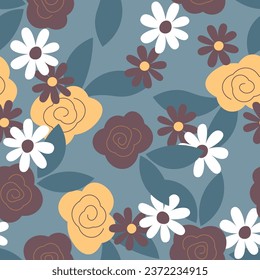 Resumen de fondo de patrón floral dibujado a mano plana. Ilustración vectorial.