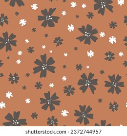 Abstract flat hand draw floral pattern background. Vector illustration.